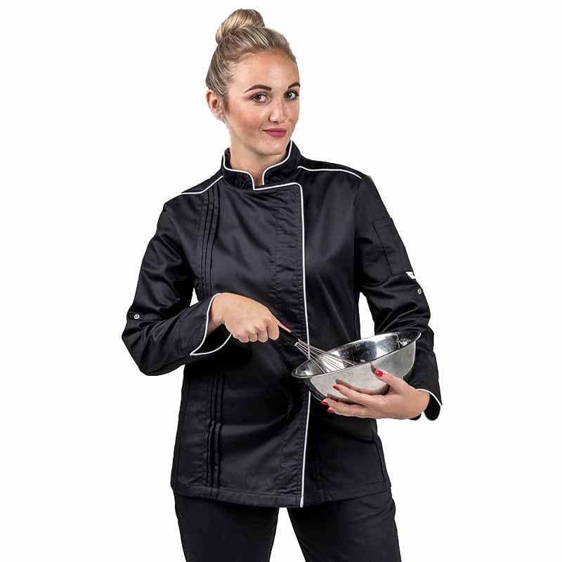 Orchestra Women's Black Kitchen Coat with White Edging - MANELLI -  by Manelli | MANELLI``