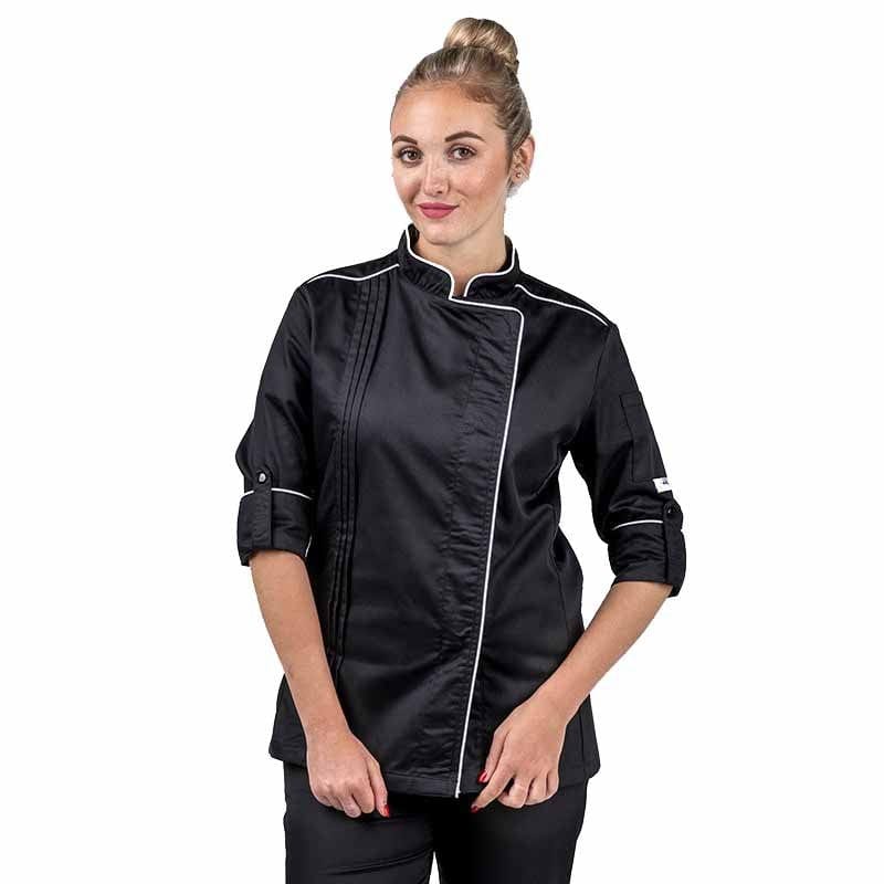 Orchestra Women's Black Kitchen Coat with White Edging - MANELLI -  by Manelli | MANELLI``