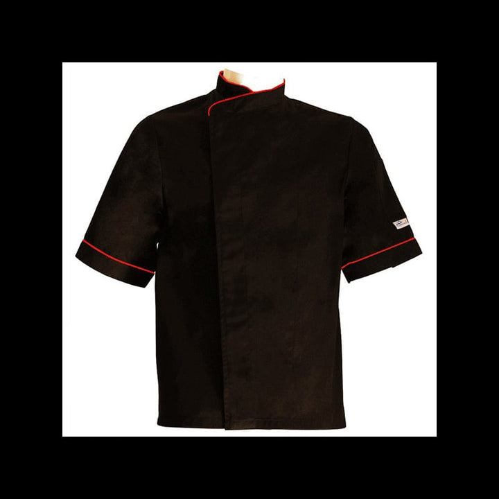 Black Kitchen Jacket Large with White Piping - Short Sleeve or Long Sleeve - MANELLI -  by Manelli | MANELLI``