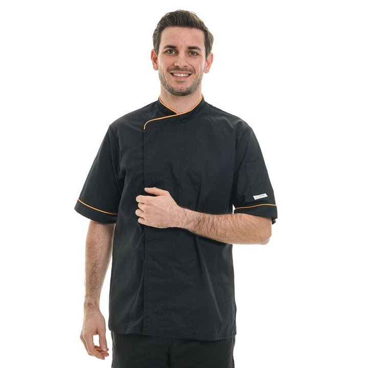 Breathable Short Sleeve or Long Sleeve Chef Coat with Orange Piping - MANELLI -  by Manelli | MANELLI``