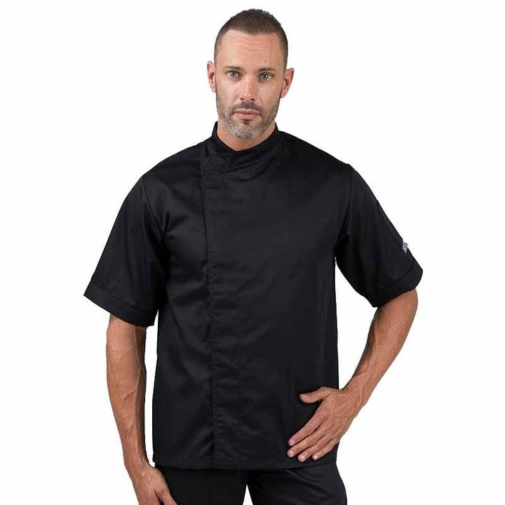 Eco-responsible Black Short Sleeve Kitchen Coat for Men - MANELLI -  by Manelli | MANELLI``