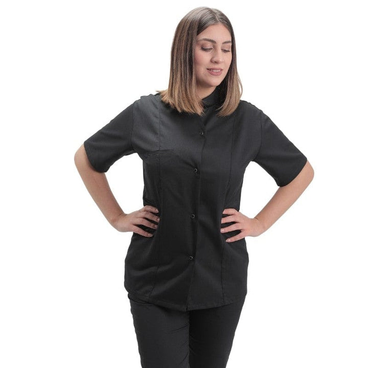 Women's Short Sleeve Black Kitchen Coat - Marbella - MANELLI -  by Manelli | MANELLI``