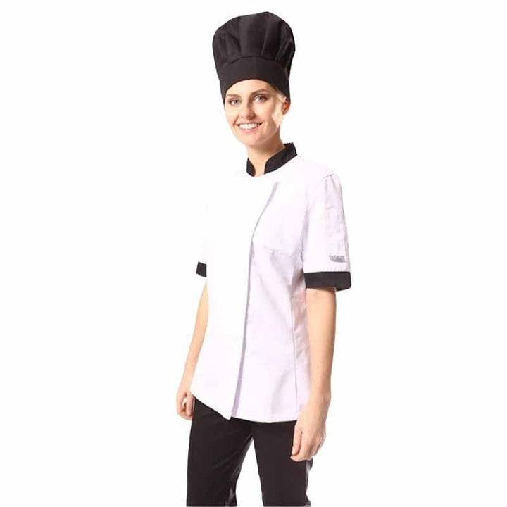 White Kitchen Coat with Black Collar - MANELLI -  by Manelli | MANELLI``