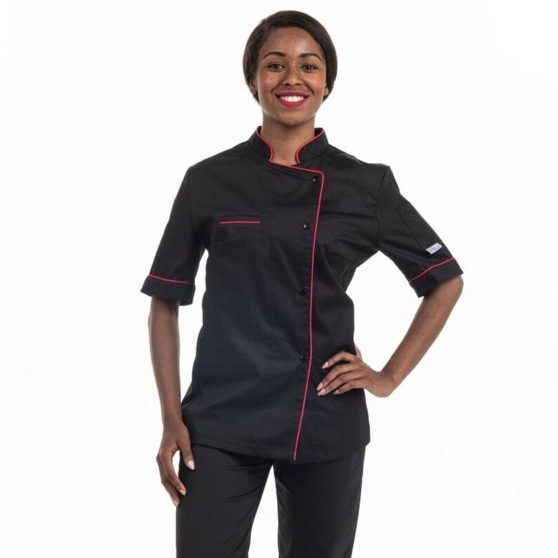 Women's Kitchen Coat with Ventilated Back and Pink Piping - MANELLI -  by Manelli | MANELLI``