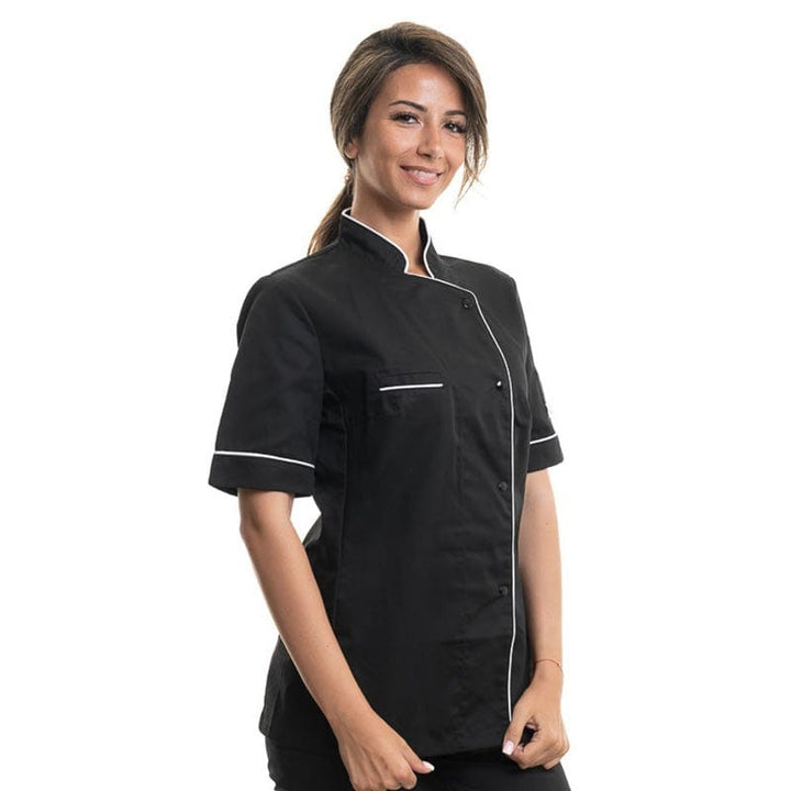 Women's Kitchen Coat with White Piping Short Sleeve - MANELLI -  by Manelli | MANELLI``