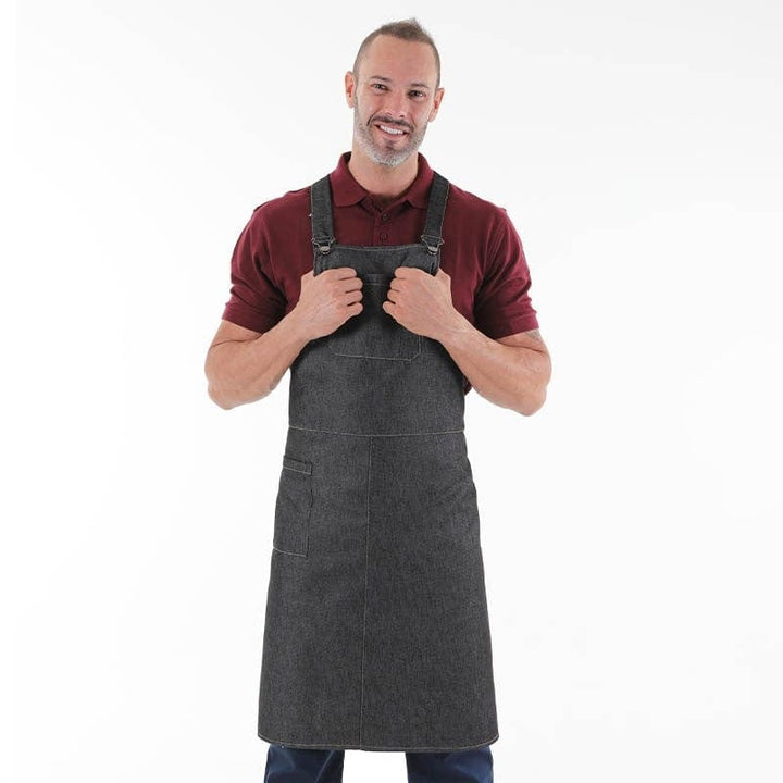 Urban Crossed Bib Apron Black Denim - MANELLI -  by Manelli | MANELLI``