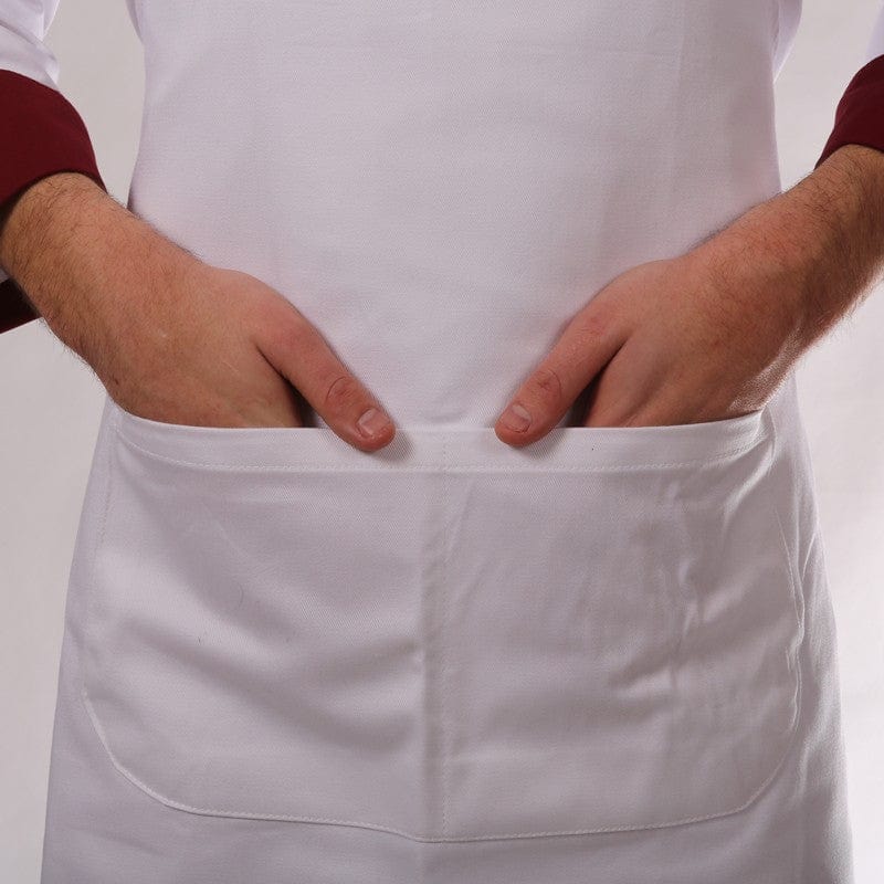 White Apron With Double Pocket Bib 100 Percent Cotton - MANELLI -  by Manelli | MANELLI``