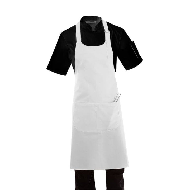 White Apron With Double Pocket Bib 100 Percent Cotton - MANELLI -  by Manelli | MANELLI``