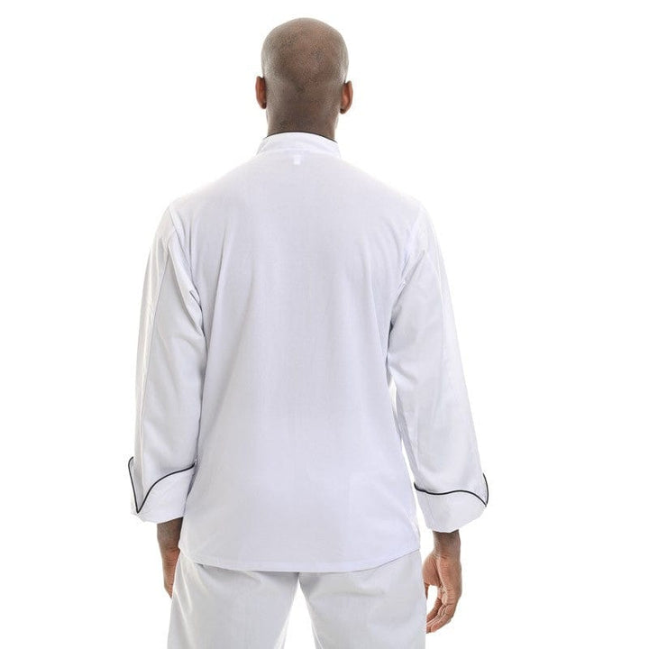 White Breathable Kitchen Coat with Black or Gray Piping - MANELLI -  by Manelli | MANELLI``