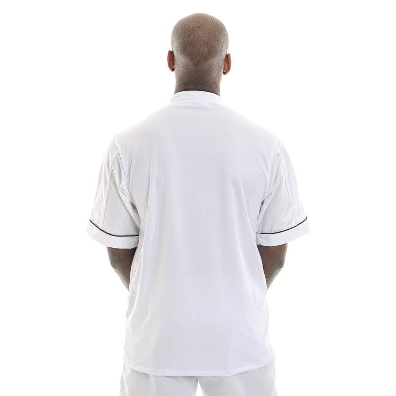 White Breathable Kitchen Coat with Black or Gray Piping - MANELLI -  by Manelli | MANELLI``