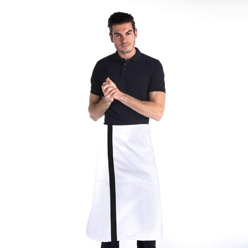 White Half Chef Apron with Black Stripe - MANELLI -  by Manelli | MANELLI``