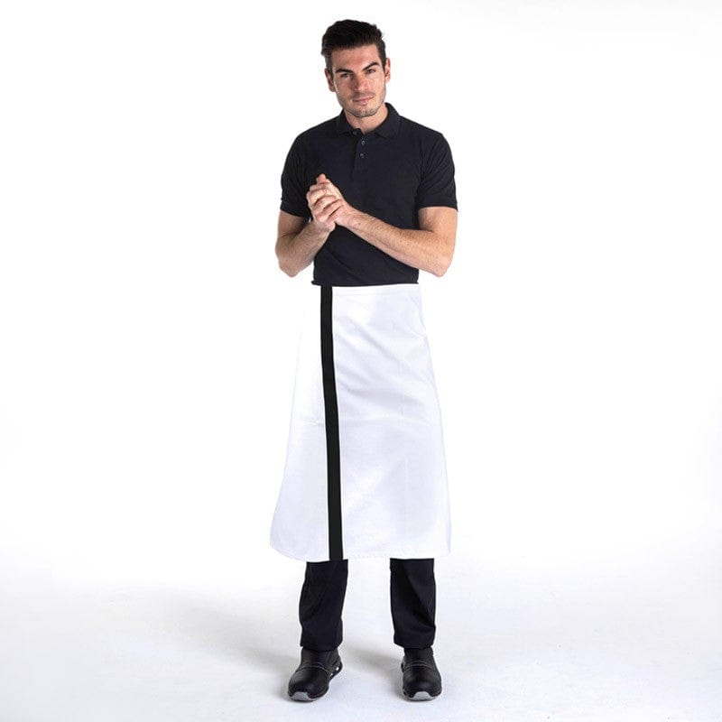 White Half Chef Apron with Black Stripe - MANELLI -  by Manelli | MANELLI``