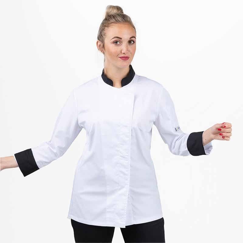 White Kitchen Coat with Black Collar - MANELLI -  by Manelli | MANELLI``