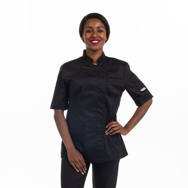 Women Eco-responsible Black Short Sleeve Kitchen Coat - MANELLI -  by Manelli | MANELLI``