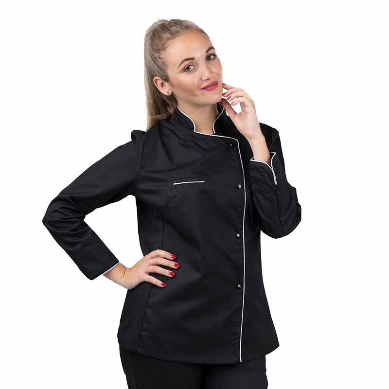 Women's Black Kitchen Coat with Silver Piping - MANELLI -  by Manelli | MANELLI``