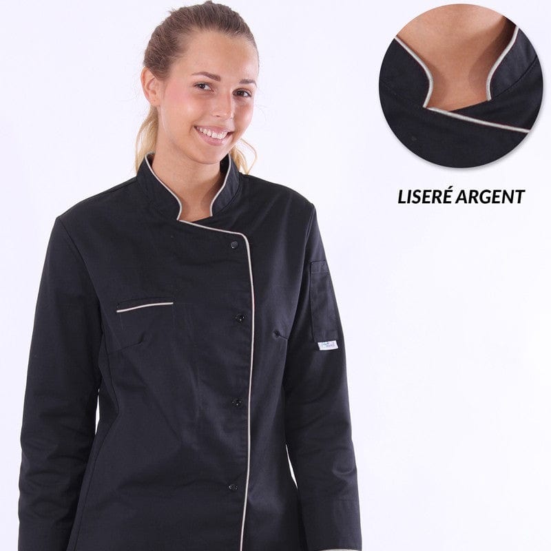 Women's Black Kitchen Coat with Silver Piping - MANELLI -  by Manelli | MANELLI``