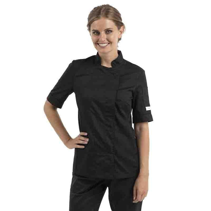 Women's Black Short Sleeve Chef Coat with Ventilated Back - MANELLI -  by Manelli | MANELLI``