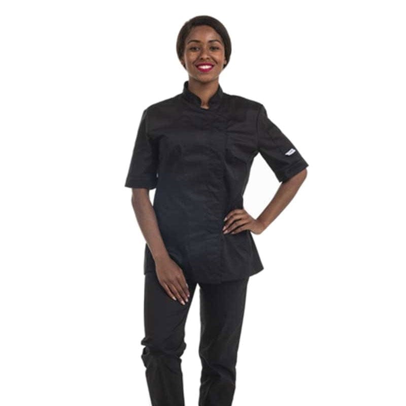 Women's Black Short Sleeve Kitchen Coat Large Size - MANELLI -  by Manelli | MANELLI``