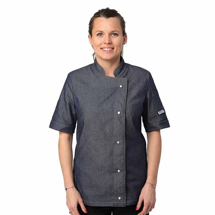 Women's Jean Short Sleeves Kitchen Coat with Pocket - MANELLI -  by Manelli | MANELLI``