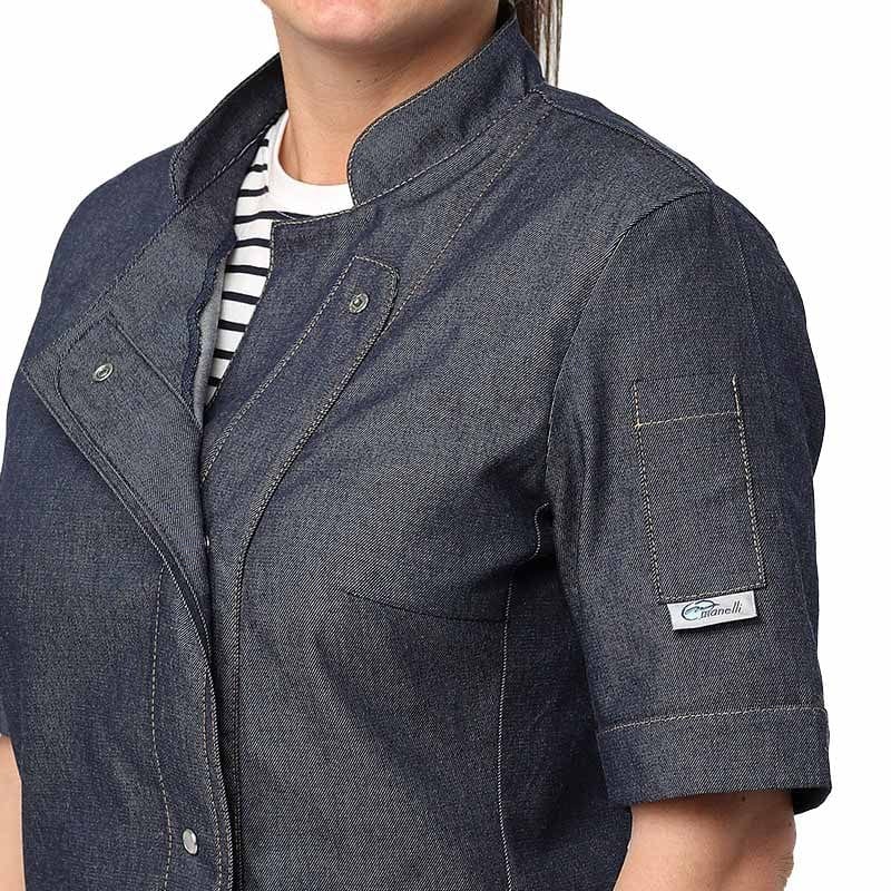 Women's Jean Short Sleeves Kitchen Coat with Pocket - MANELLI -  by Manelli | MANELLI``