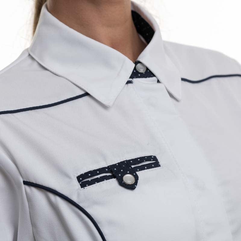 Women's Kitchen Coat Shirt Collar Navy Blue White - MANELLI -  by Manelli | MANELLI``