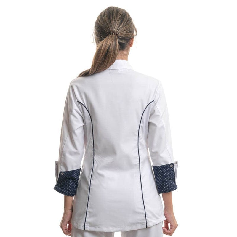 Women's Kitchen Coat Shirt Collar Navy Blue White - MANELLI -  by Manelli | MANELLI``