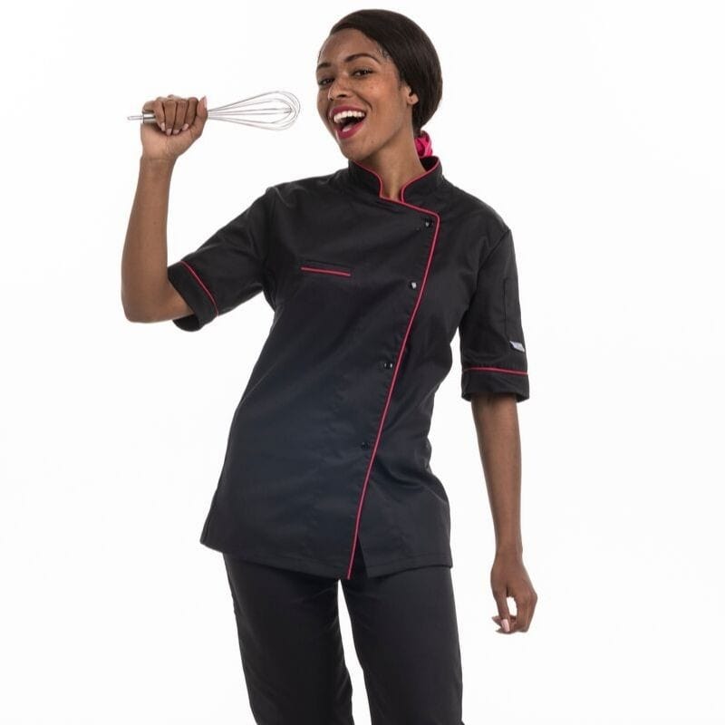 Women's Kitchen Coat with Fuchsia Elisa Piping - MC - MANELLI -  by Manelli | MANELLI``