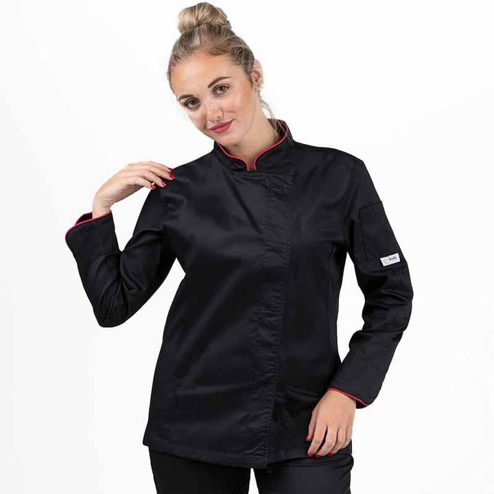 Women's Kitchen Coat with Fuchsia Piping Long Sleeve - MANELLI -  by Manelli | MANELLI``