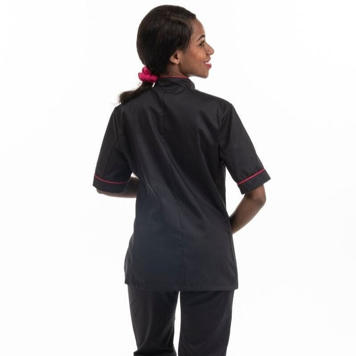 Women's Kitchen Coat with Fuchsia Piping Long Sleeve - MANELLI -  by Manelli | MANELLI``