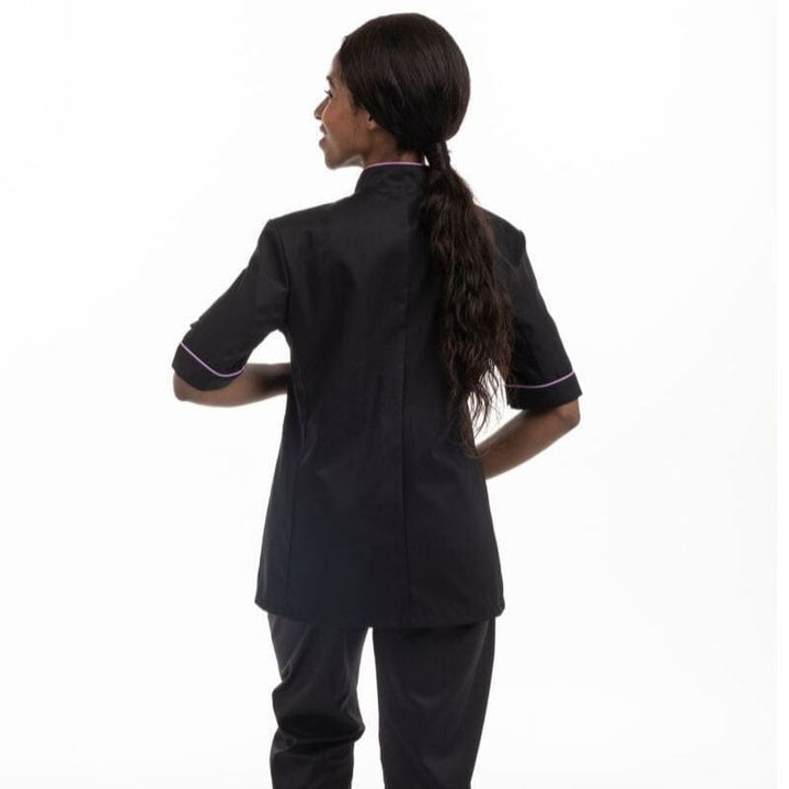 Women's Kitchen Coat with Lilac Piping Long Sleeve - MANELLI -  by Manelli | MANELLI``