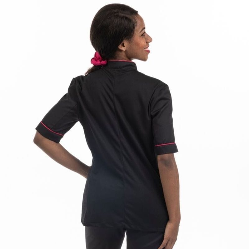 Women's Kitchen Coat with Ventilated Back and Pink Piping - MANELLI -  by Manelli | MANELLI``