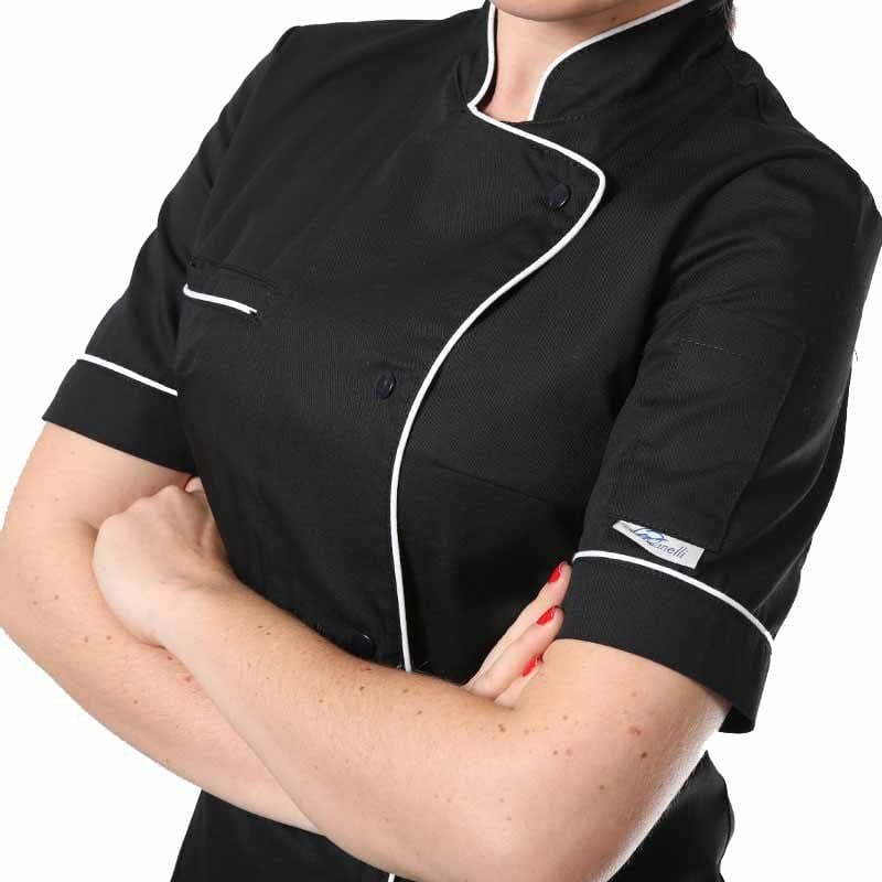 Women's Kitchen Coat with Ventilated Back and White Piping - MANELLI -  by Manelli | MANELLI``