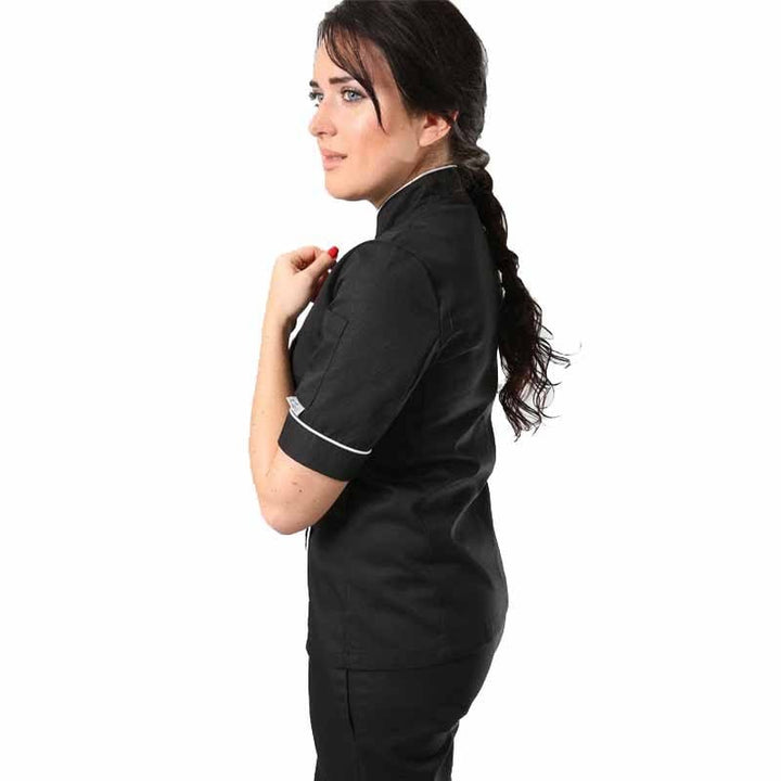 Women's Kitchen Coat with Ventilated Back and White Piping - MANELLI -  by Manelli | MANELLI``