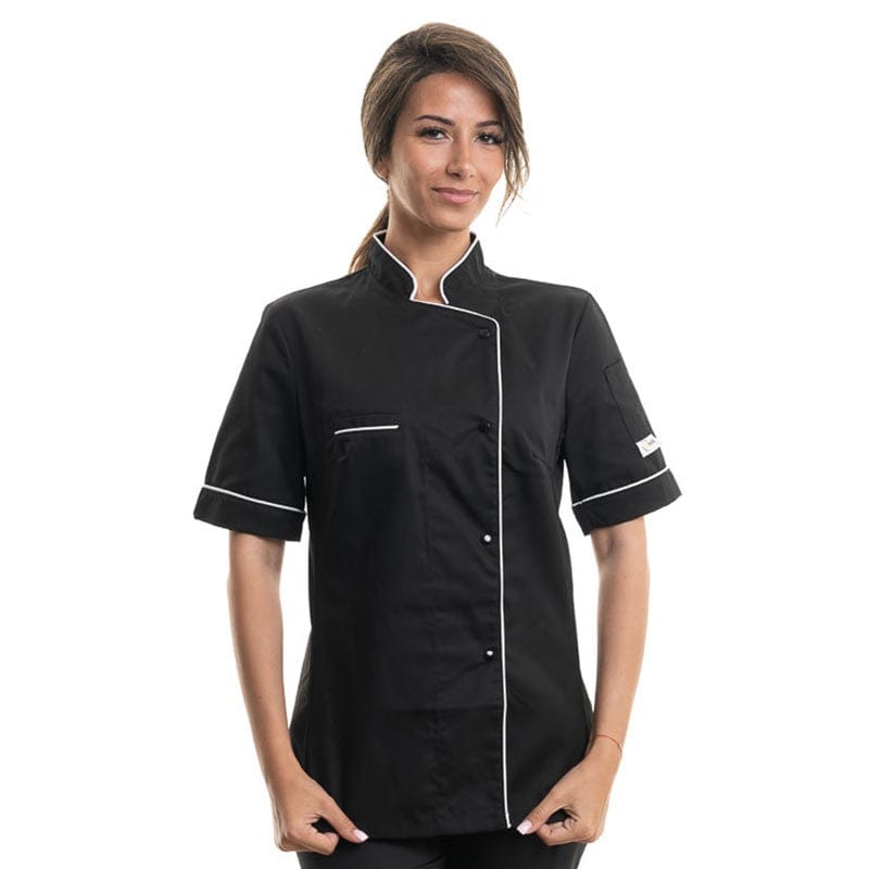 Women's Kitchen Coat with White Piping Short Sleeve - MANELLI -  by Manelli | MANELLI``