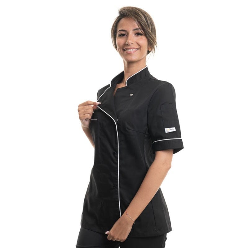 Women's Kitchen Coat with White Piping Short Sleeve - MANELLI -  by Manelli | MANELLI``