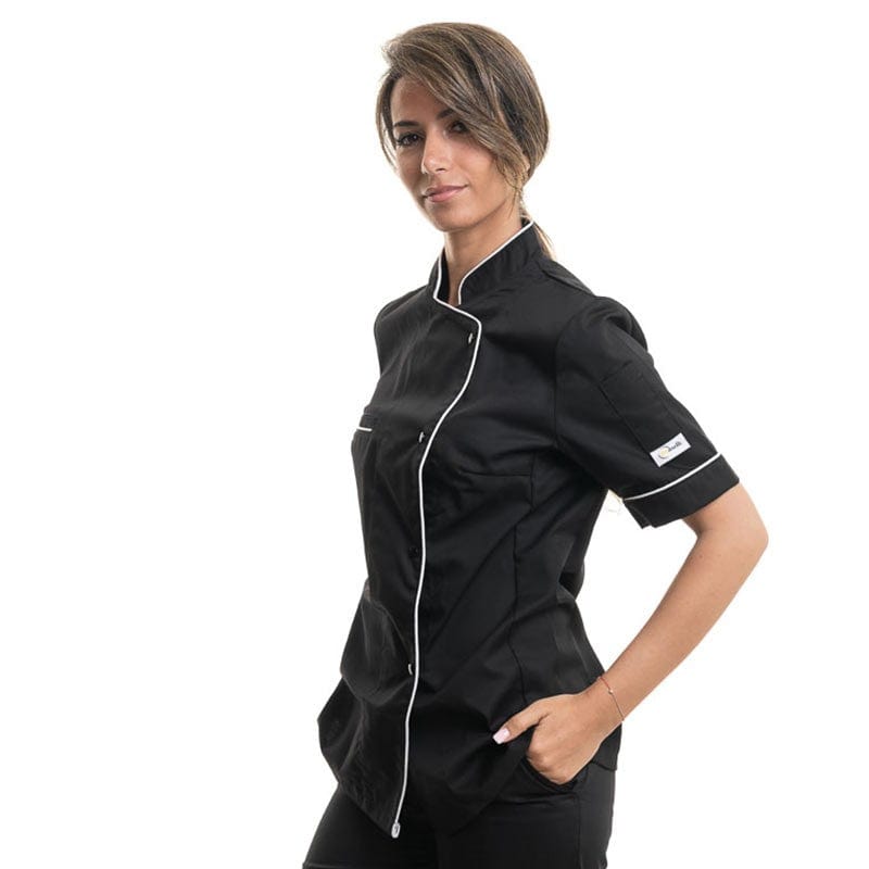 Women's Kitchen Coat with White Piping Short Sleeve - MANELLI -  by Manelli | MANELLI``