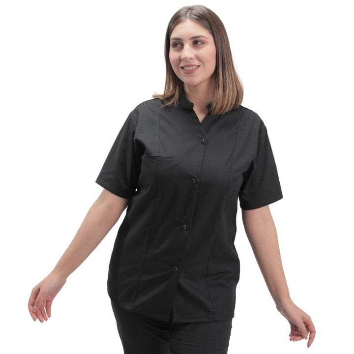 Women's Short Sleeve Black Kitchen Coat - Marbella - MANELLI -  by Manelli | MANELLI``