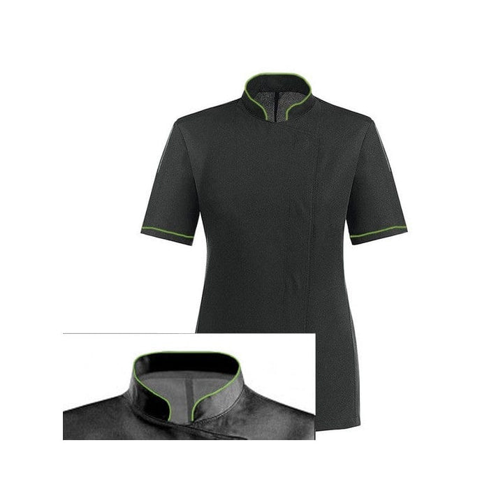 Women's Short Sleeve Kitchen Coat with Green Piping - MANELLI -  by Manelli | MANELLI``