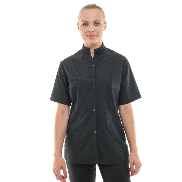 Women's Waffle Chef Coat Short Sleeve Black - MANELLI -  by Manelli | MANELLI``