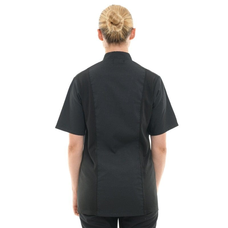 Women's Waffle Chef Coat Short Sleeve Black - MANELLI -  by Manelli | MANELLI``