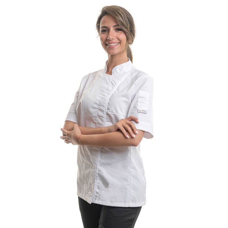 Women's White Kitchen Coat Short Sleeve Ventilated Back - MANELLI -  by Manelli | MANELLI``