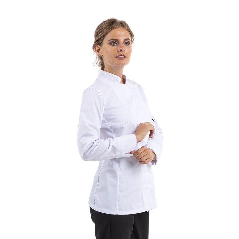 Women's White Kitchen Coat with Long Sleeve and Ventilated Back - MANELLI -  by Manelli | MANELLI``