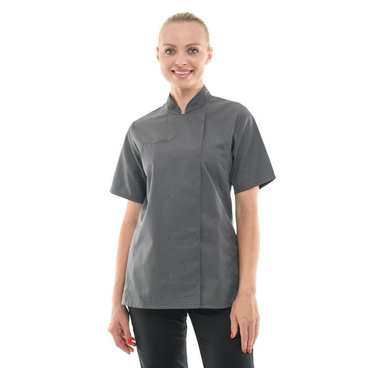 Women's Short Sleeve Gray Kitchen Coat - MANELLI -  by Manelli | MANELLI``