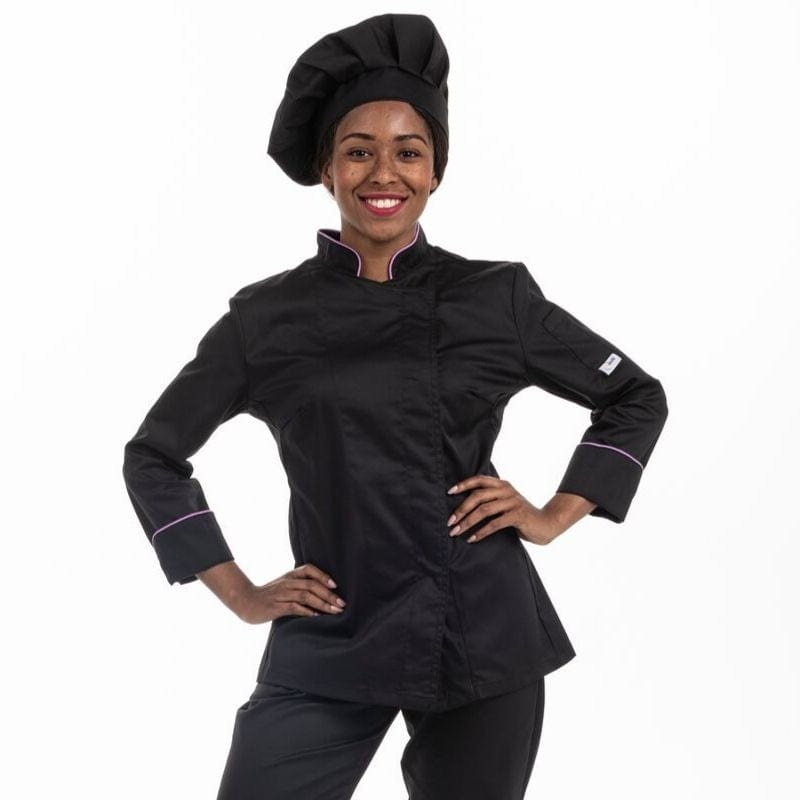 Women's Kitchen Coat with Lilac Piping Long Sleeve - MANELLI -  by Manelli | MANELLI``