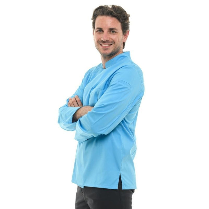 Men's Long Sleeve Turquoise Chef Coat - MANELLI -  by Manelli | MANELLI``