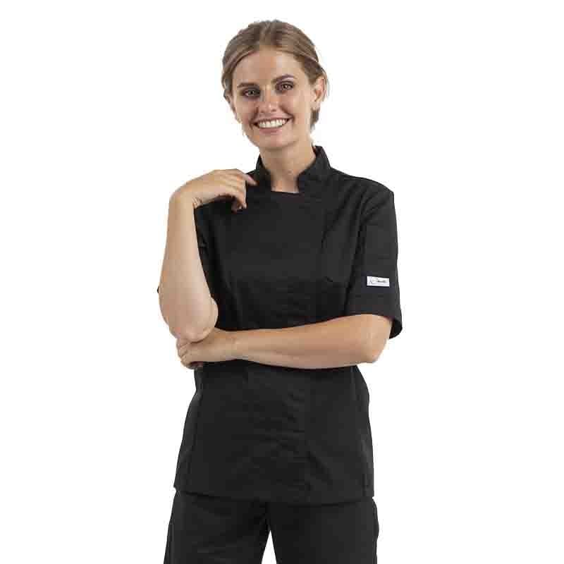 Women's Black Short Sleeve Chef Coat with Ventilated Back - MANELLI -  by Manelli | MANELLI``