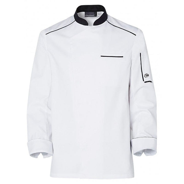 Néospirit Long Sleeve White Kitchen Coat with Black Piping - MOLINEL -  by Molinel | MANELLI``