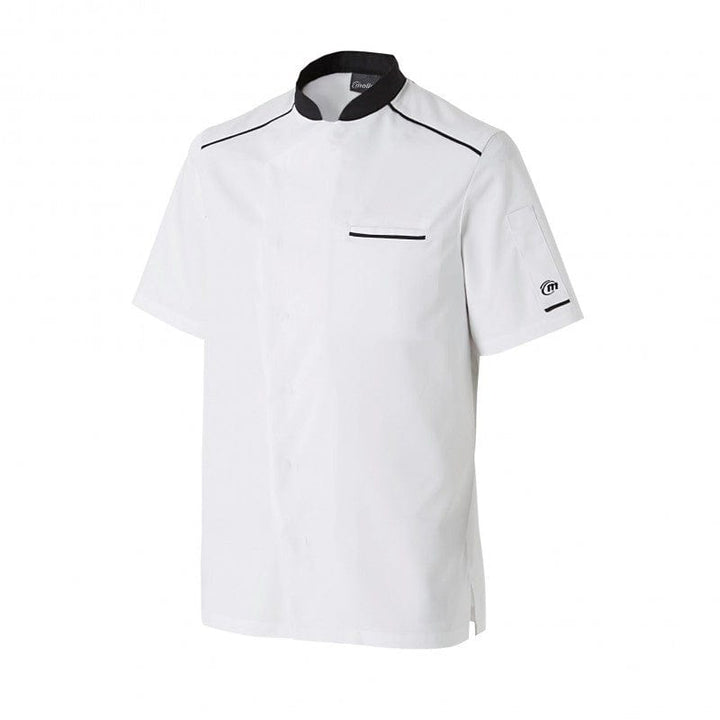 Neospirit Short Sleeves White Breathable Chef Coat with Black Piping - MOLINEL -  by Molinel | MANELLI``