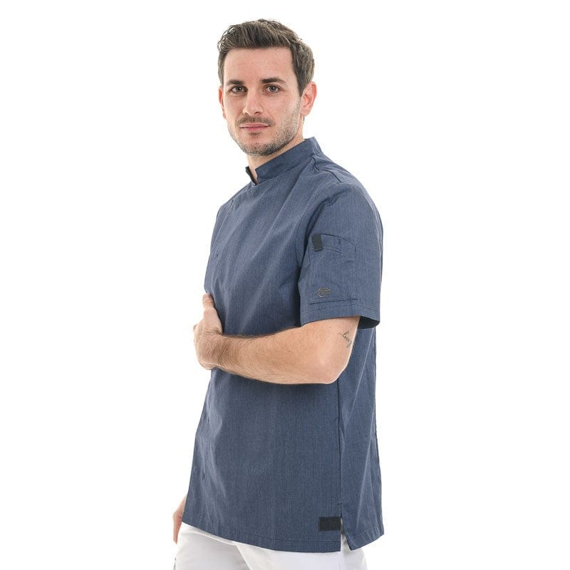 Shade Denim Blue Men's Short Sleeve Kitchen Coat - MOLINEL -  by Molinel | MANELLI``