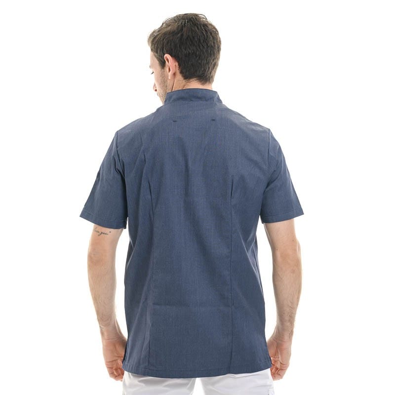 Shade Denim Blue Men's Short Sleeve Kitchen Coat - MOLINEL -  by Molinel | MANELLI``